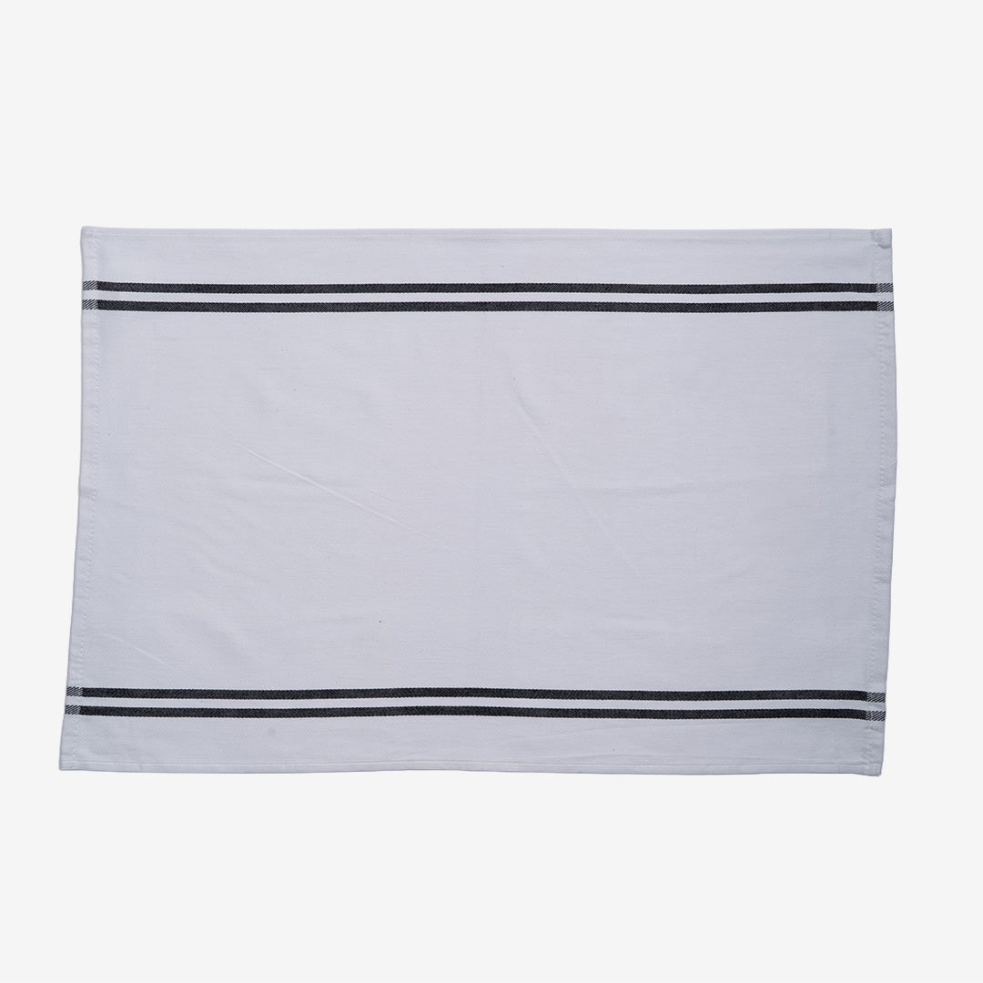 Double Striped Black Flat Kitchen Towel