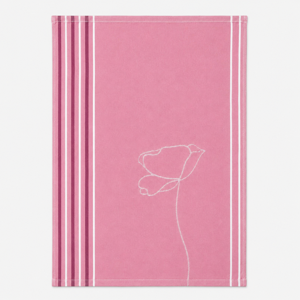 Pink Stripe Floral Flat Kitchen Towel
