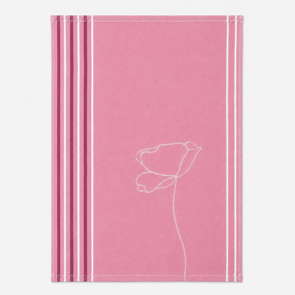 Pink Stripe Floral Flat Kitchen Towel