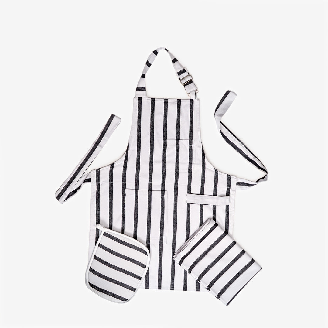 Kitchen Apron Set with Mattress & Holder Black