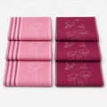 6 Pink Flat Kitchen Towels Set