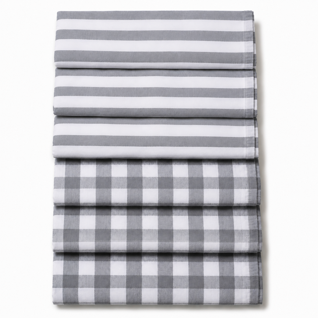 6 Gray & White Kitchen Towel Set