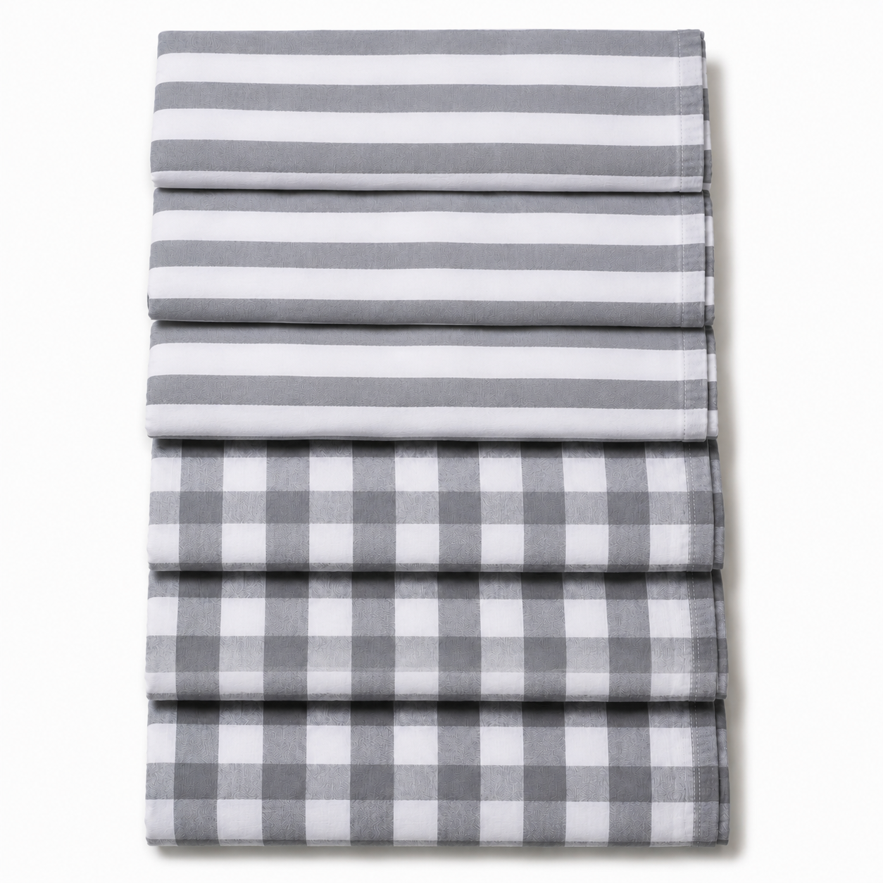 6 Gray & White Kitchen Towel Set
