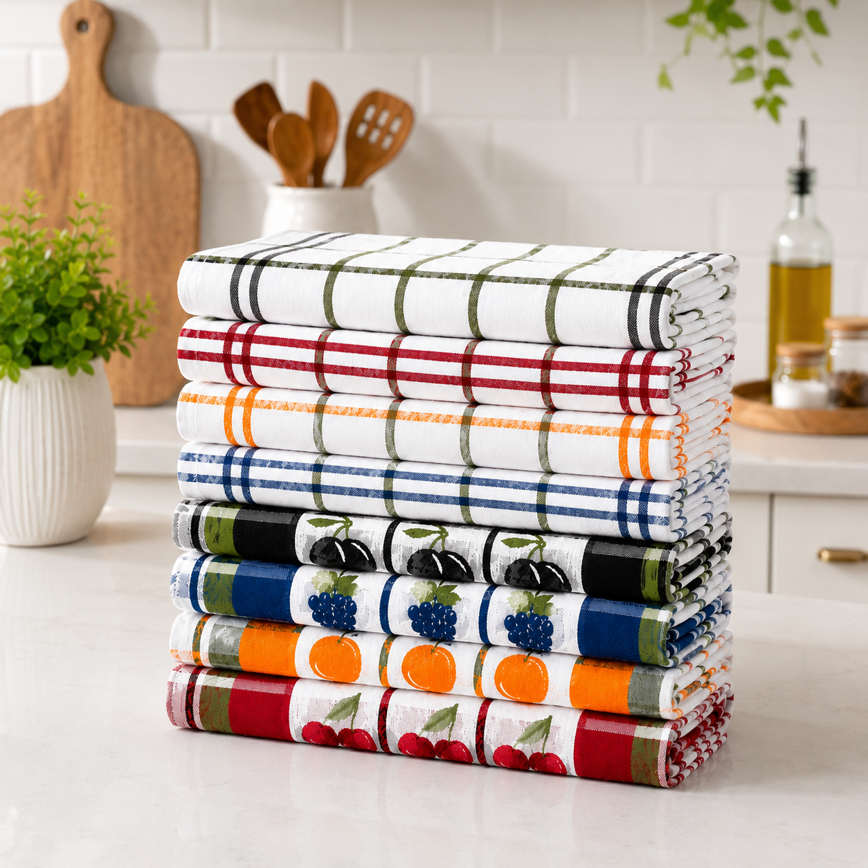 Fruits 12 Kitchen Towels Set