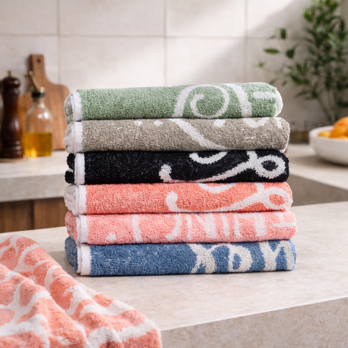 6 Colorful Terry Kitchen Towel Set