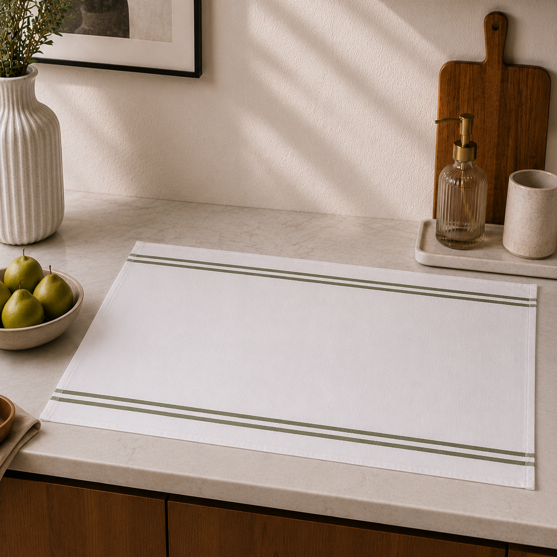 6 Kitchen Towels Set Olive