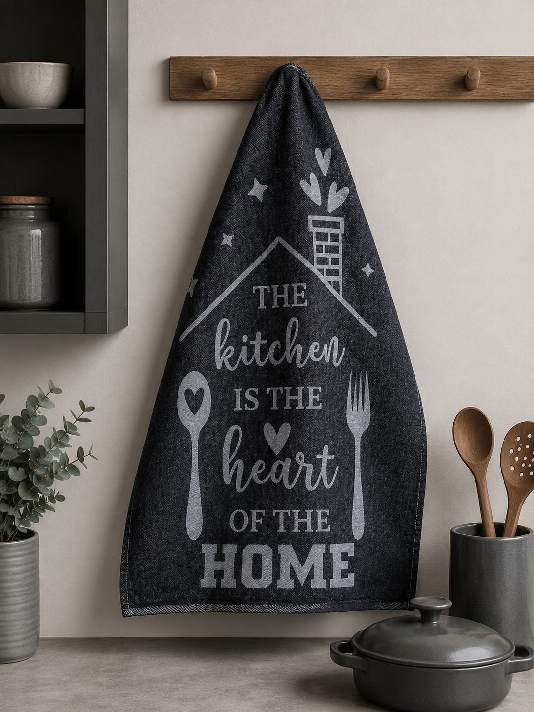 Black Complete Full Kitchen Set w/ Apron