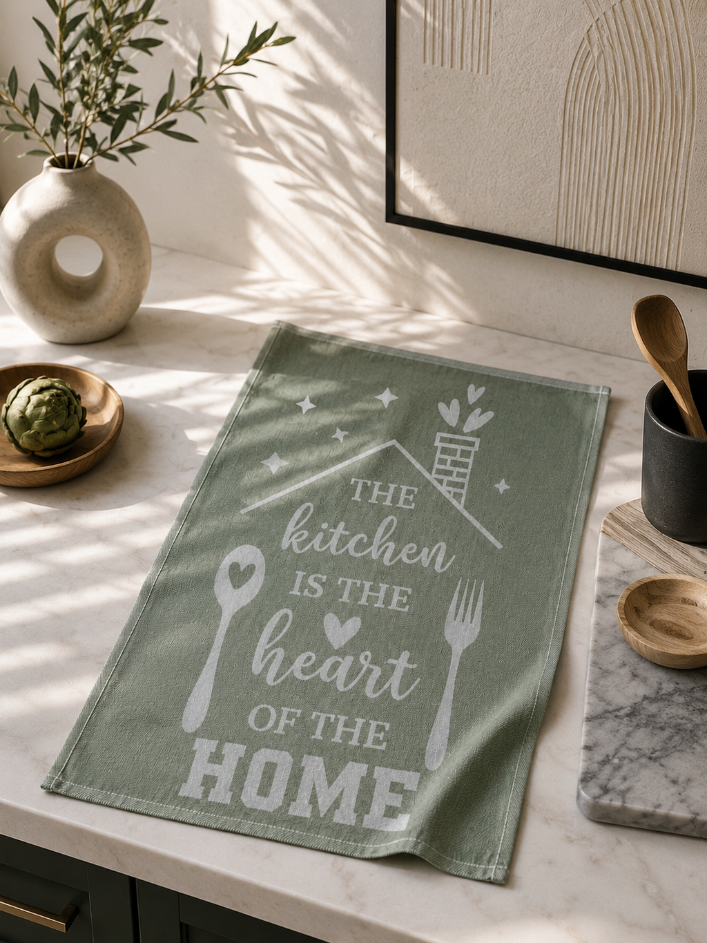 Heart of Home Olive Flat Kitchen Towel