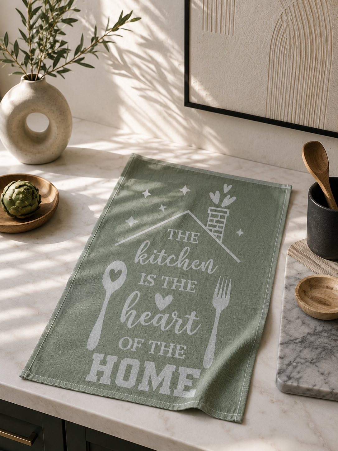 Heart of Home Olive Flat Kitchen Towel