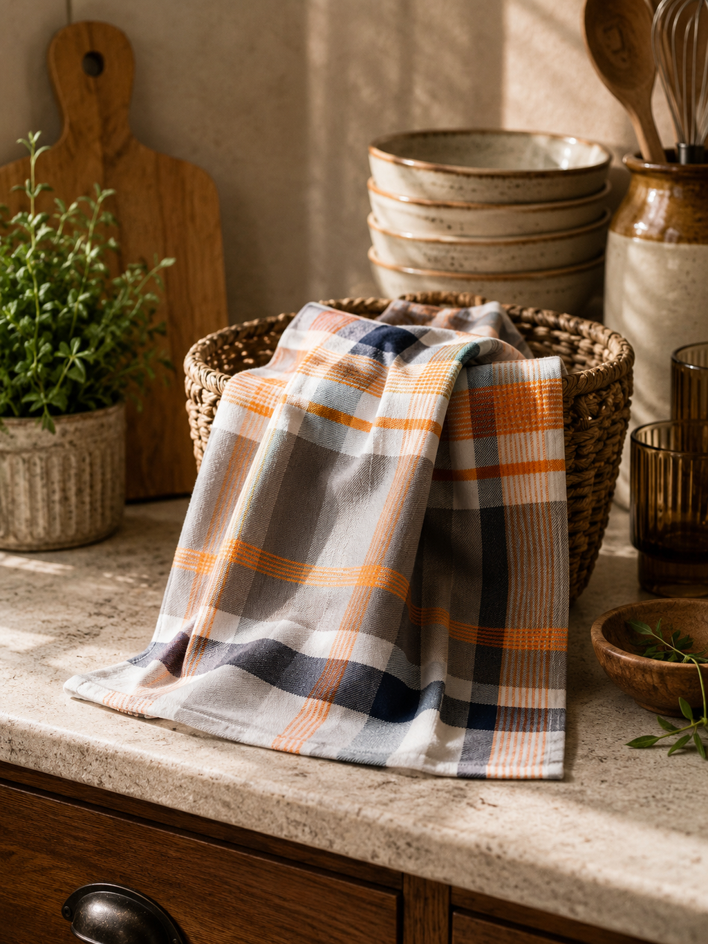 Large Squares Flat Kitchen Towel