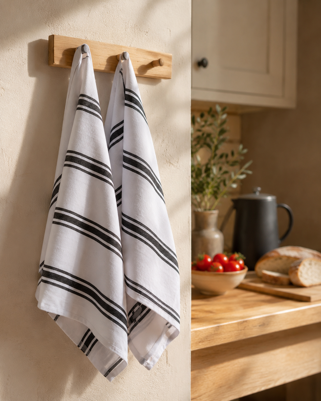5 Striped Kitchen Towels Set