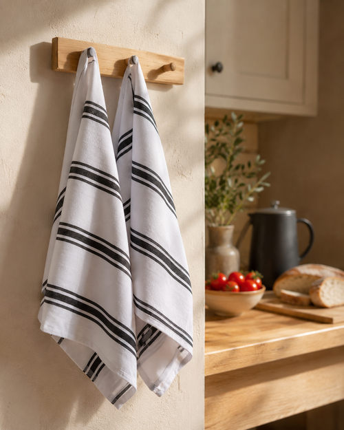 5 Striped Kitchen Towels Set