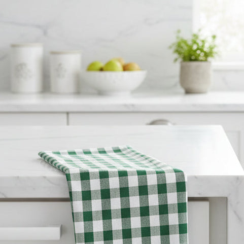 Olive Green Checkered Kitchen Towel