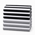 6 Black & Grey Striped Kitchen Towels Set