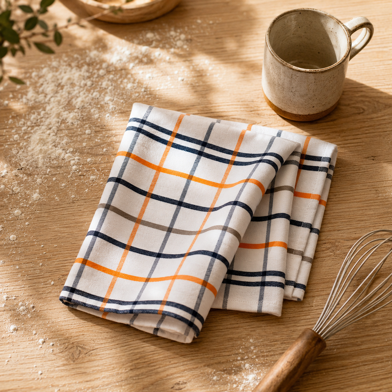 Linear Squares Flat Kitchen Towel