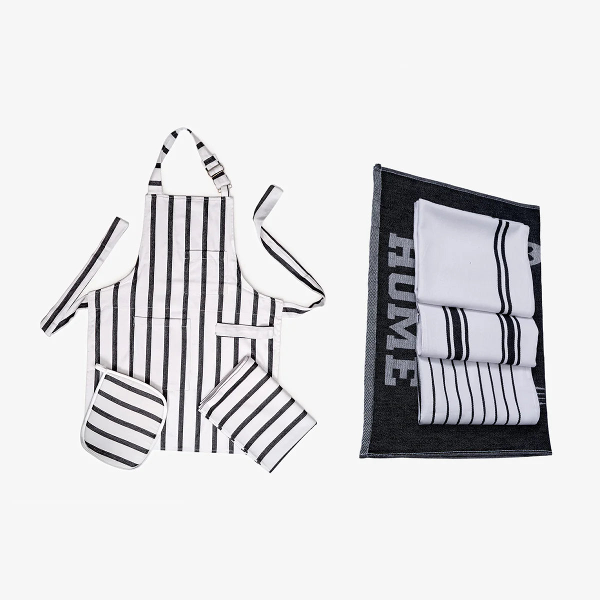 Black Complete Full Kitchen Set w/ Apron
